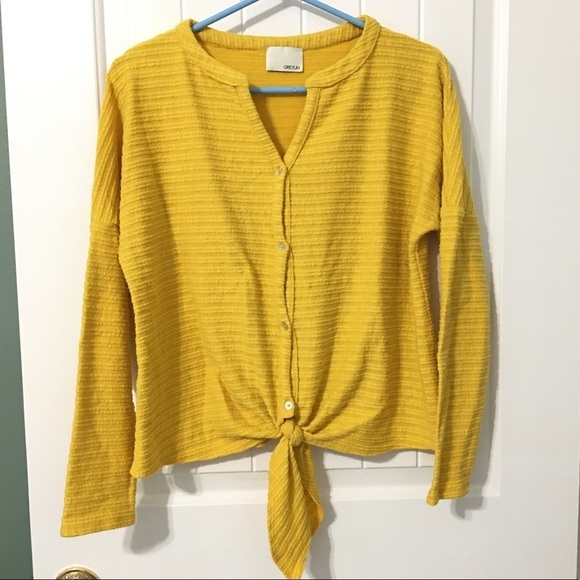 Greylin Button-Down Front Tie Top - Picture 1 of 4